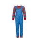 Loketa Kids Boys Girls Chucky Costume Halloween Rainbow Stripe Jumpsuit Good Guys Doll Cosplay Overall (150(10-11Years))