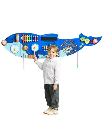 VEVOR Orca Activity Busy Board Wall, 12 Wall Activities Board, Montessori Sensory Wall Panel for Kids 3-12 Years, Sensory Wall A