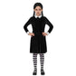 Spooktacular Creations Girls Collar Black Dress, School Girl Costume With Wig, Long Sleeve Velvet Skater Dress For Kids Toddler Halloween, Cosplay Themed Party (Medium, 8-10 Yrs)