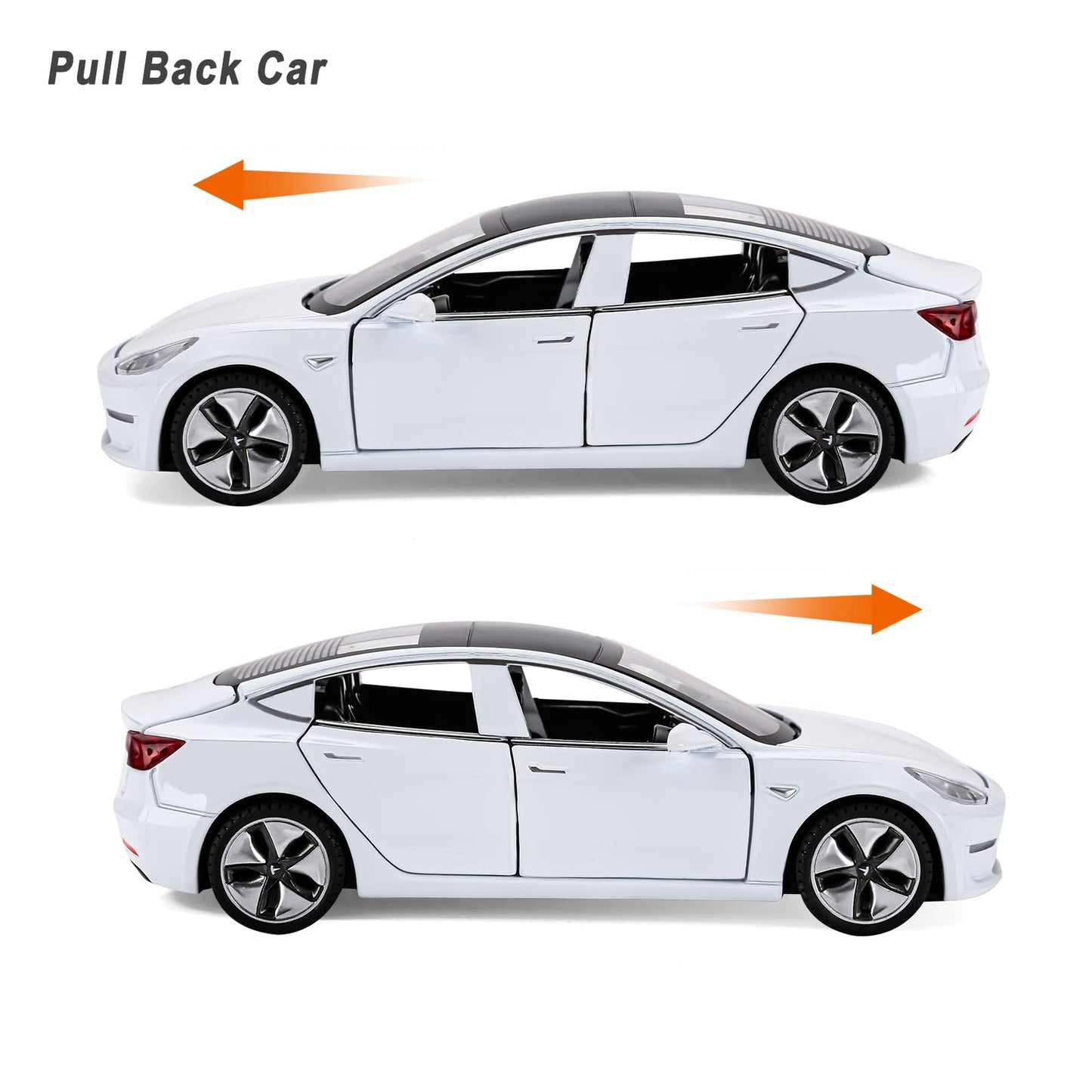 Toy Car Model 3 Diecast Metal Model Cars Pull Back car for Boys and Girls Age 3 - 12 Years Old (White)