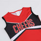 Lmyove Cheerleader Costume For Girls, Cheerleading Outfit For Kids With Pom Pom, Child Halloween Costume Dress Uniform, Red & Black, 10-11Y