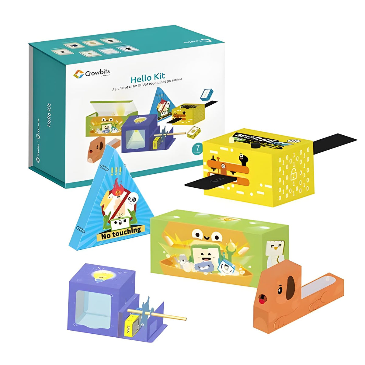Elecrow Crowbits Hello Kit Programming Learning Kit | 7 Module STEM Robotics Kit for Kids, Coding & Electronics Projects for Sch