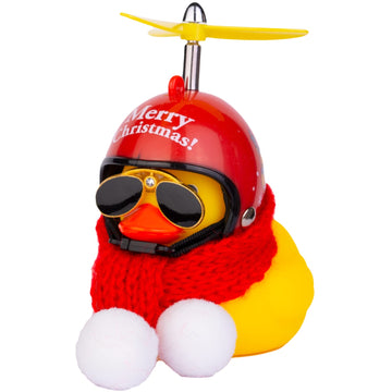 Mumyer Rubber Duck Car Ornaments Yellow Duck Car Dashboard Decorations For Christmas Decor With Mini Helmet Scarf And Sunglasses