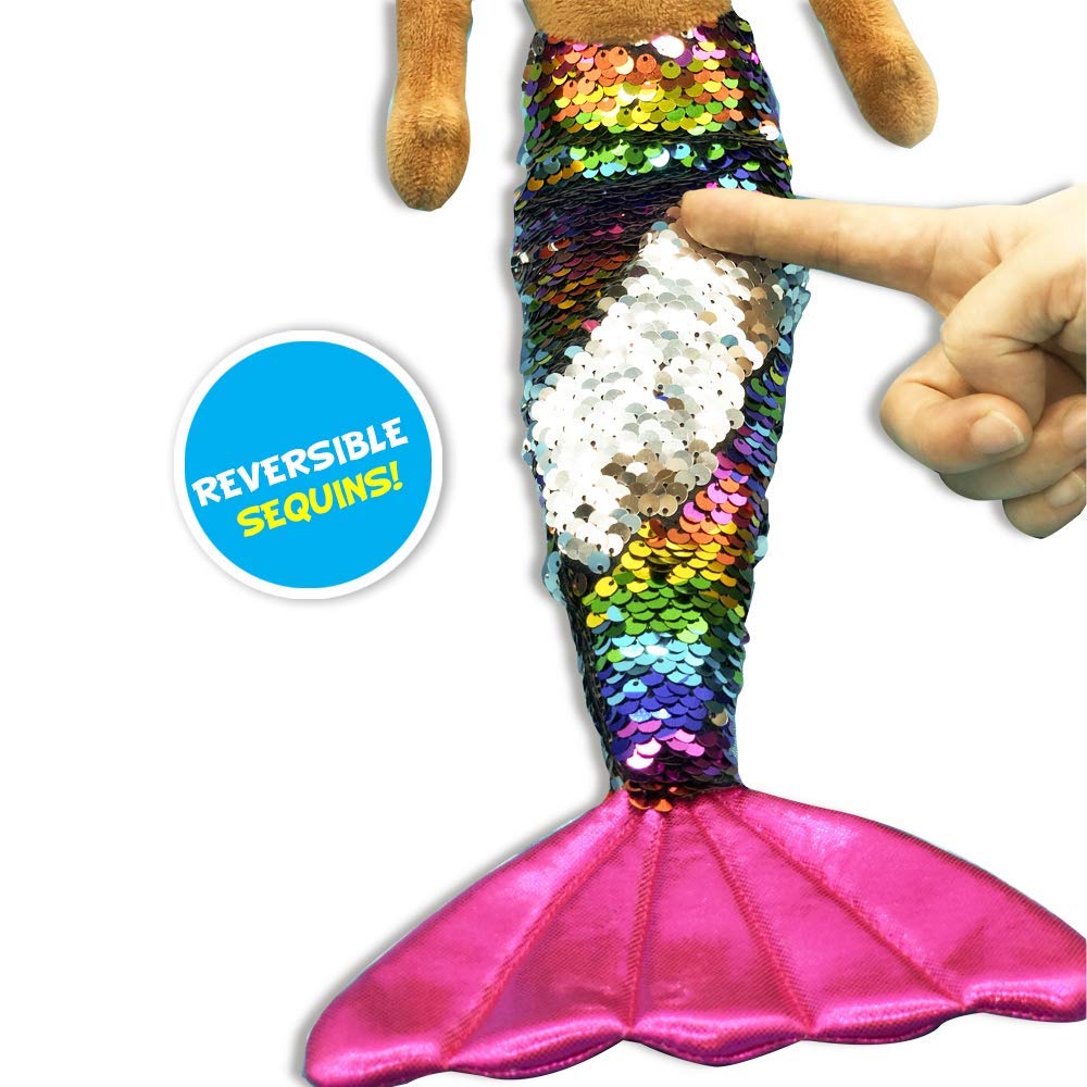 June Garden 18' Flip Sequin Sparkly Mermaid Chloe - Soft Mermaid Plush Stuffed Doll Gift For Toddler Girls