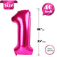 Hot Pink Number 1 Balloon For First Birthday 40 Inch, 1St One Number Balloons Birthday Decorations For Girl Boy Toddler Baby