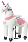 PONYEEHAW Ride on Unicorn Toys  Kids Riding Unicorn Toys Ride on Toys for 6-14 Years Old  enhanced Plush Animals Toys Walking Unicorn with Wheels (White and Pink  31.5 L x 13 W x 36.2 H)