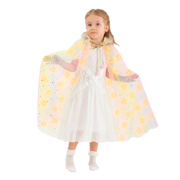 Hsctek Light Up Princess Cape, Yellow Princess Dress Up Tulle Cape, Coloful Princess Outfit Costume Accessories Kids Toddlers Girls