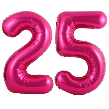40 Inch Hot Pink 25 Number Balloons Giant Jumbo Huge 25 Or 52 Foil Mylar Helium Number Balloons Dark Pink Birthday Mylar Digital