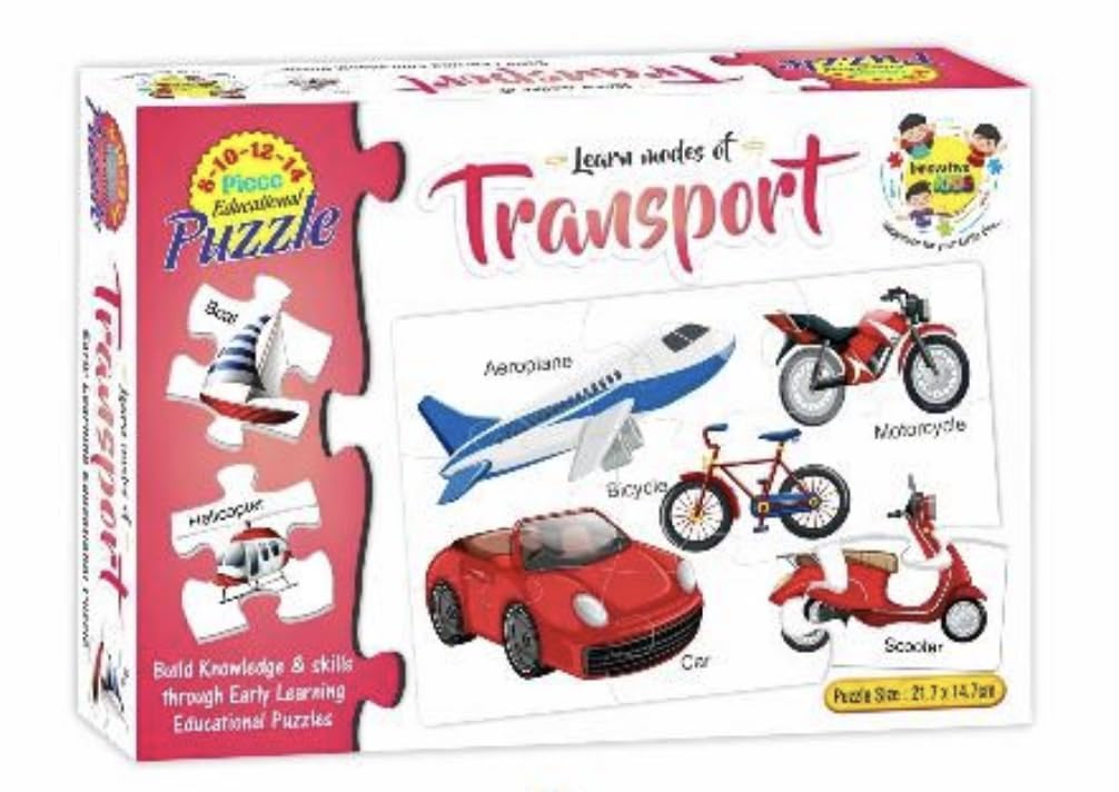 Innovative Kids Educational Puzzle Set, Transport Vehicles, Vegetables and Fruits Theme, Ages 36Years, Early Learning Developme