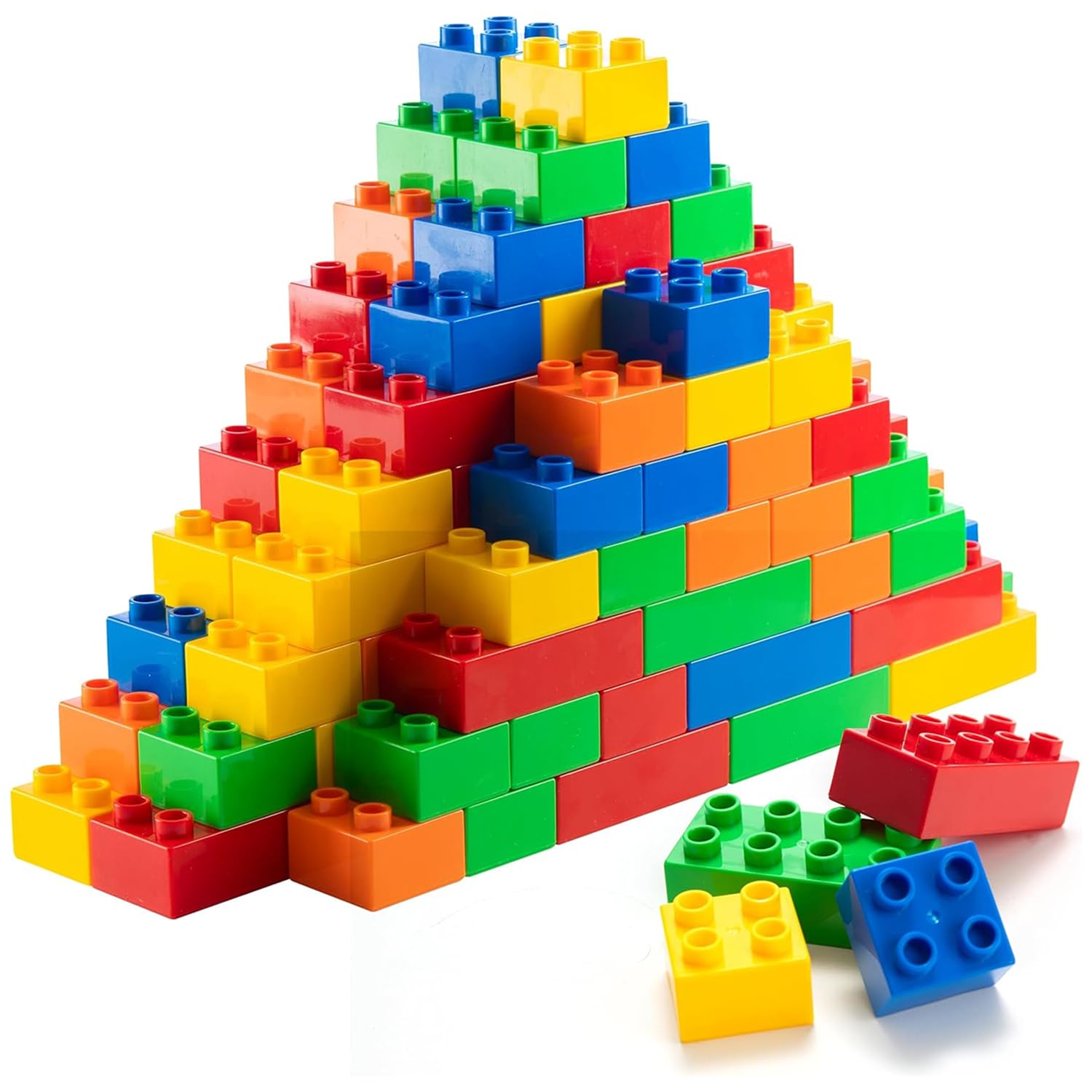 PREXTEX 100-Piece Building Blocks Set for Toddlers - Jumbo Toy Blocks in 5 Colors for Kids 18 Months and Up, Encourages Creativi