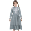 Todollcos GirlsHarriet Tubman Costume Pioneer Colonial Dress Victoria Retro Rustic Skirt Kids Cosplay Outfits Party (Blue, 120cm