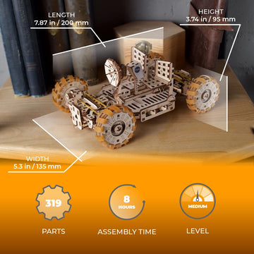 UGEARS NASA Lunar Rover Model Kit - 3D Wooden Mechanical Puzzles for Adults to Build - Space Gifts for Teen - NASA Official Spac