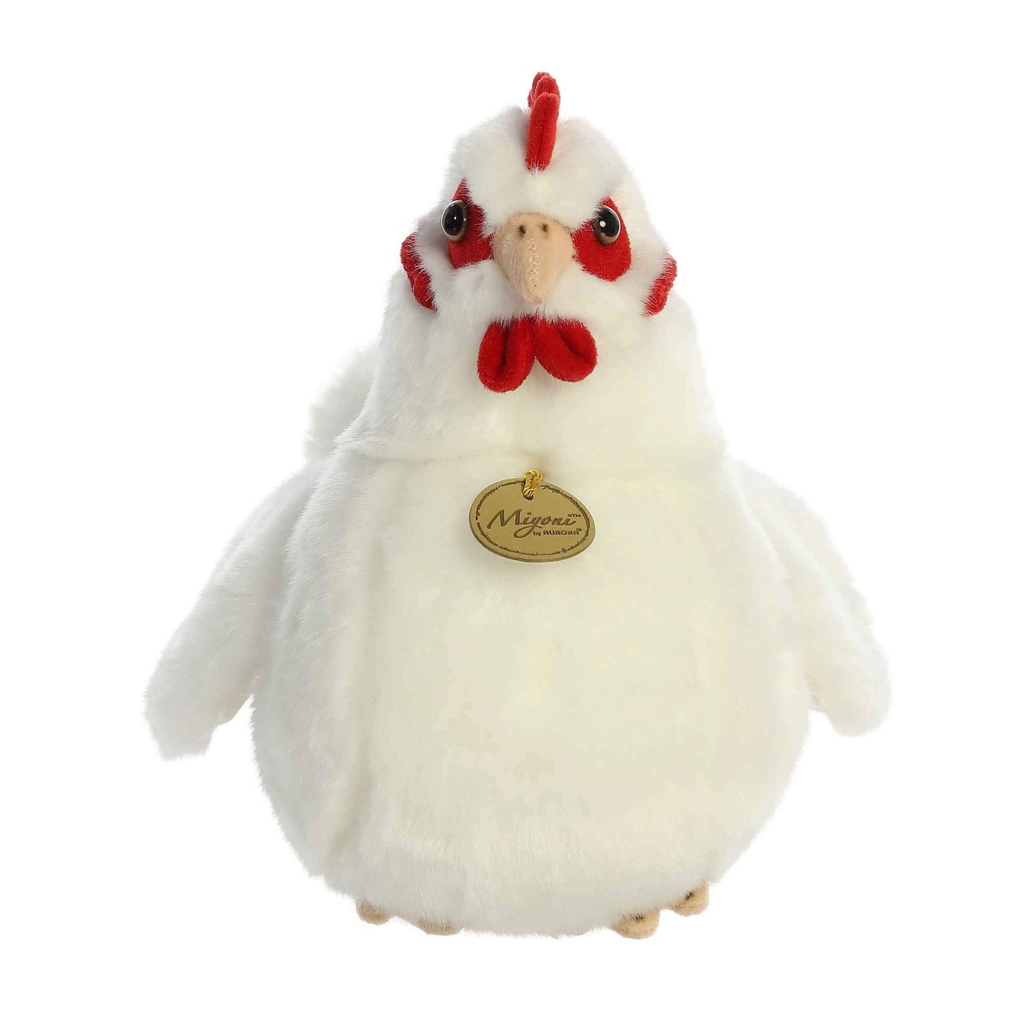 Aurora® Miyoni® White Hen Stuffed Animal - Lifelike Detail, 9 Inches, Polyester, Model 26421, Cherished Companionship