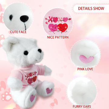 Ziyutam Valentines Day Teddy Bear Stuffed Animals With Heart White Teddy Bear Plush Toys Holiday Valentines Day Gifts For Her