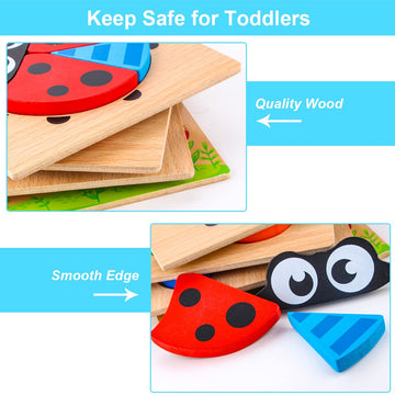 Skyfield Wooden Animal Puzzles For Toddlers 1 2 3 Years Old, Boys & Girls Educational Toys Gift With 4 Animal Patterns, Bright Vibrant Color Shapes, Customize Gift Box Ready