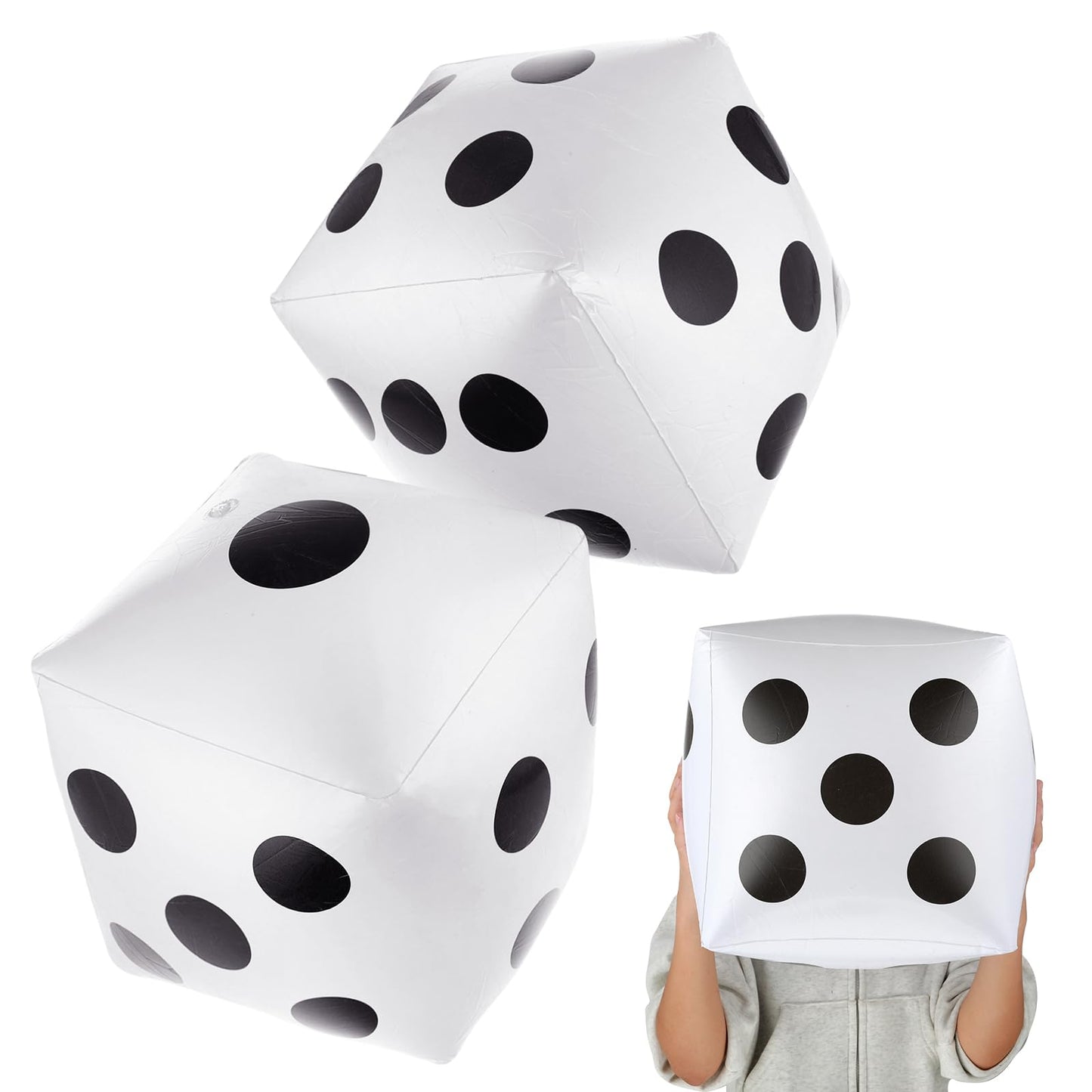 Prasacco Giant Dice - Jumbo Dice for Pool & Lawn Games  2 Pcs  30cm  White