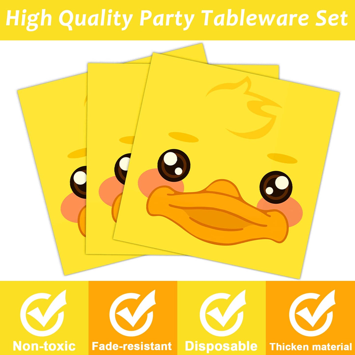 gisgfim 96 Pcs Duck Plates and Napkins Party Supplies Duck Themed Party Tableware Set Duck Birthday Party Decorations Favors for