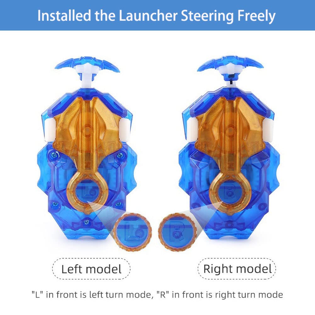 Konikiwa Bey Battling String Launcher  Savior Valkyrie Top Burst Launcher Set  Left and Right Spin Launcher DB Launcher Compatible with All Bey Burst Series - Blue