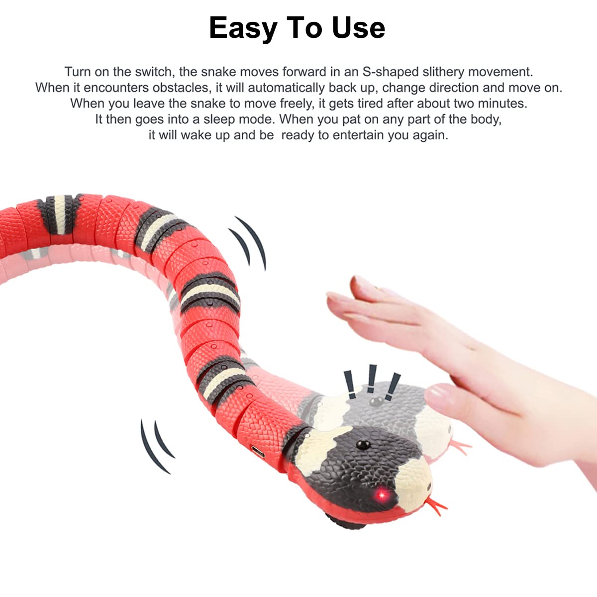 Gawertoy Induction Snake Toy For Kids Pets, 16' Rechargeable Realistic Rattle Snake Toy With Retractable Tongue And Swinging Tail, Perfect Children Birthday Halloween