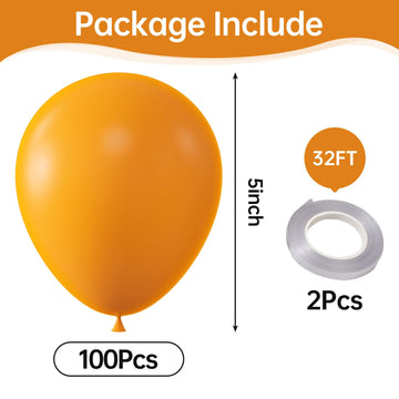 Kalor Orange Balloons,100 Pcs 5 Inch Mini Matte Latex Balloons For Balloon Garland Arch, Birthday Decoration, Wedding Party, Baby Shower Decorations