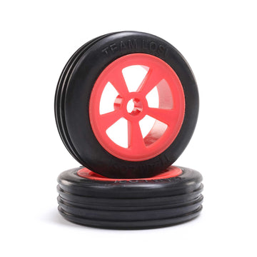 Losi Rib Front Tire Mounted Red 2 Mini JRX2 LOS41020 RC Tire
