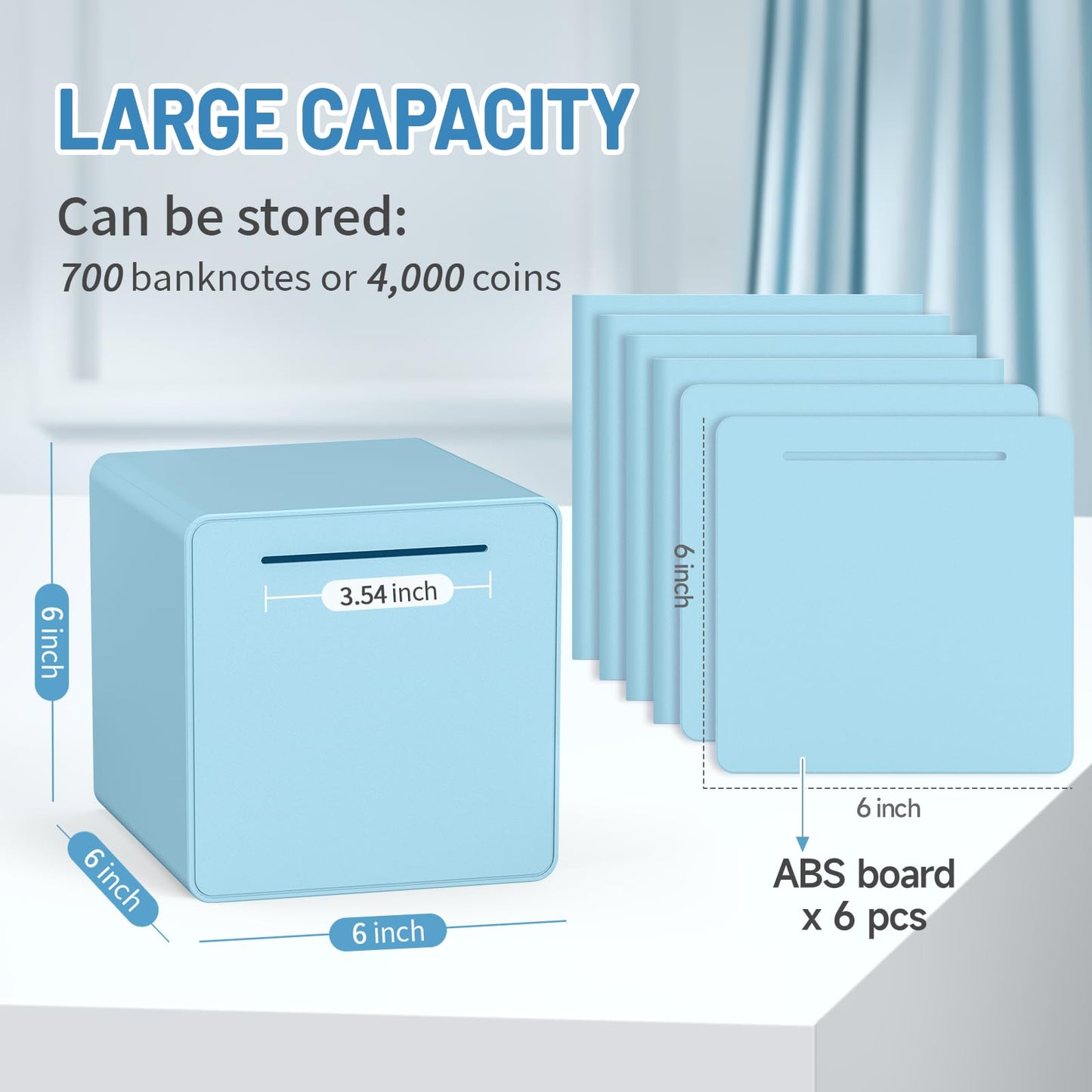 Hizgo Adults Assembly Piggy Bank, 6' Large Piggy Bank For Adults/Kids Must Break To Open, Unopenable Money Saving Box For 2025 Cash Saving (Blue)