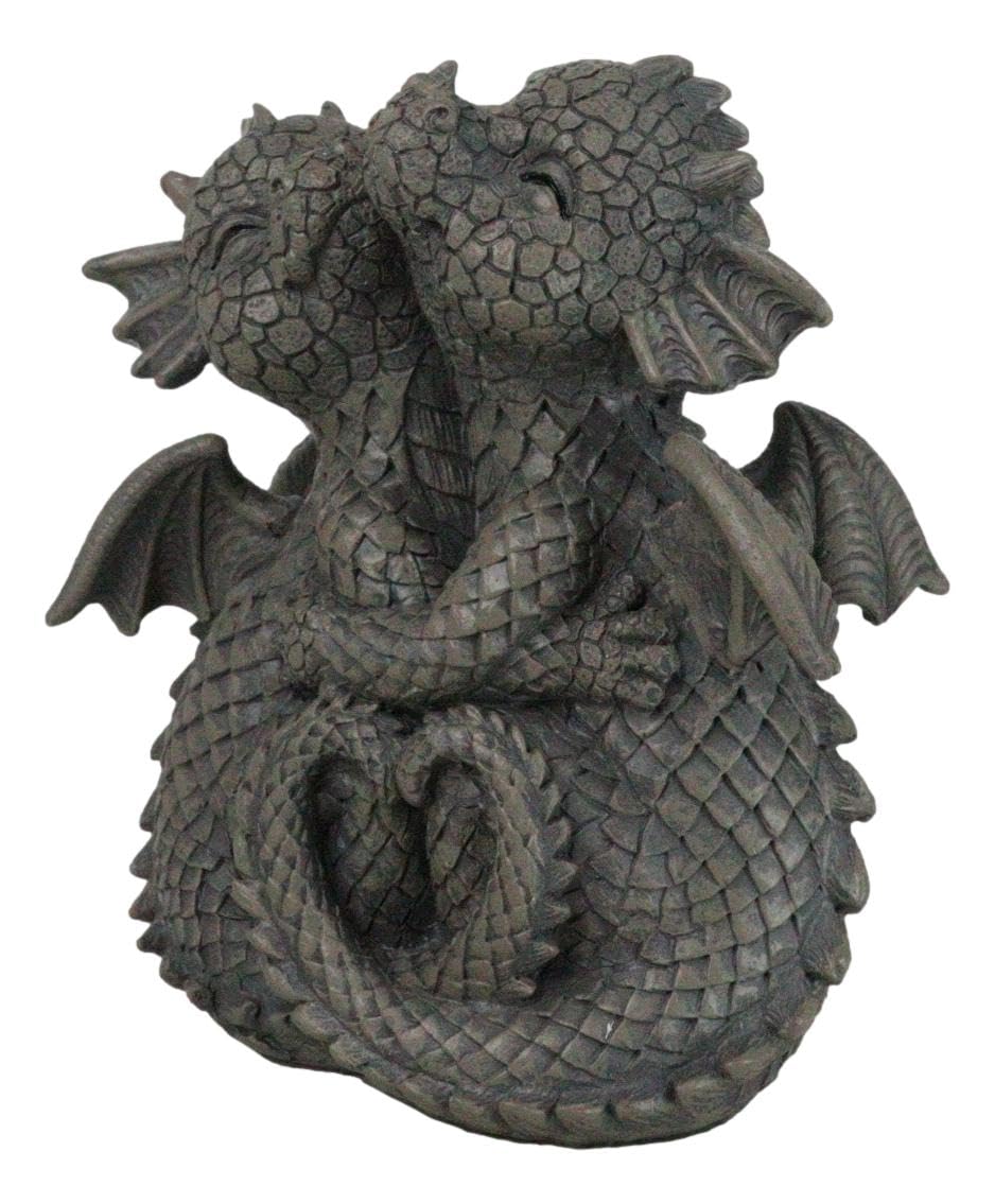 Ebros Whimsical Romantic Valentines Small Baby Garden Dragons Cuddling Tight Statue 5.25' Tall Dragon Fantasy Decor