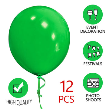 Green Balloons 18 Inch 12 Pack Large Latex Party Balloons Round Helium Balloon For Jungle Safari Birthday Party Christmas Festiv