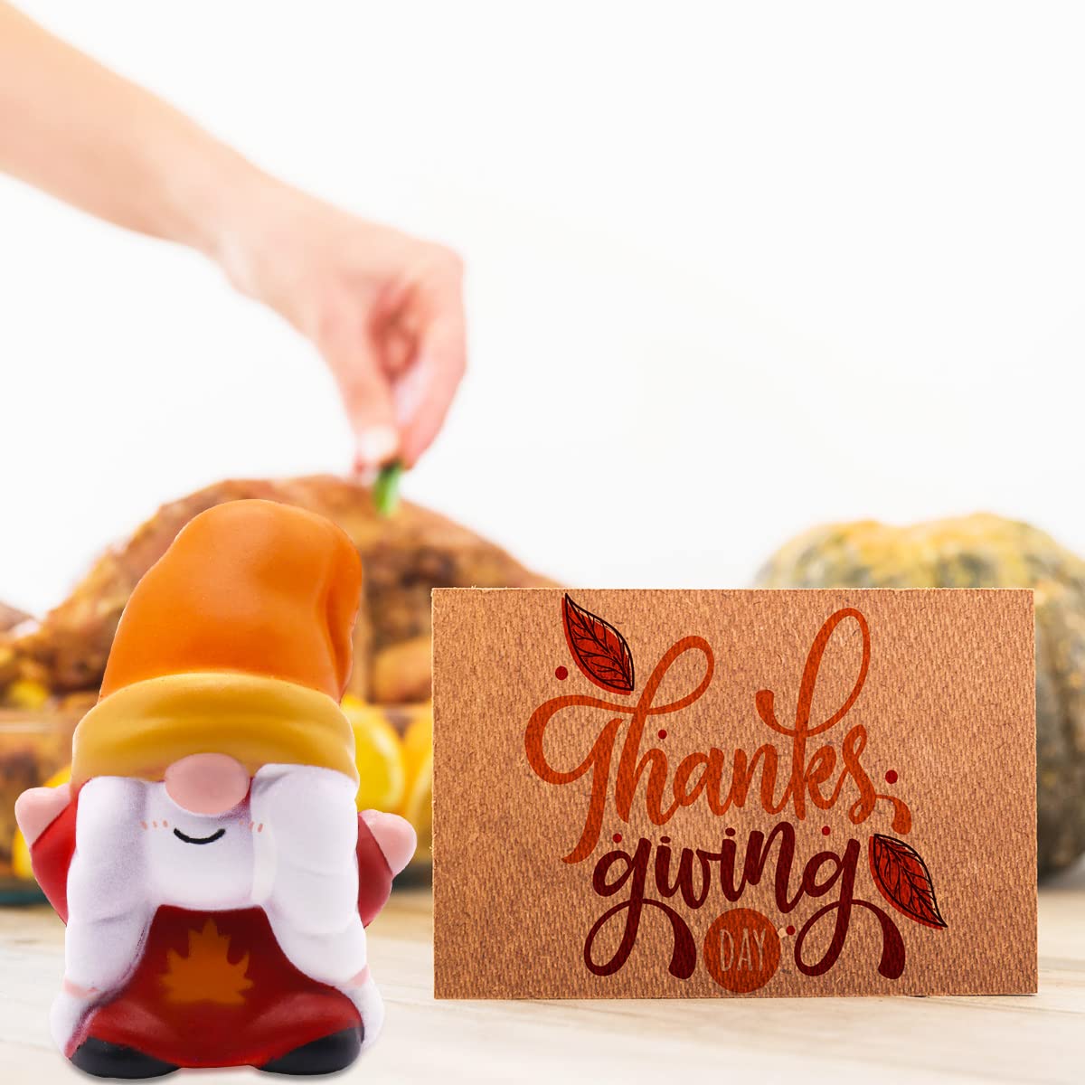 JOINBO Thanksgiving Gnomes Squishies - 6 Pack Soft Stress Relief Toys, Small, Brown, PU Material, Perfect Party Favor for Kids