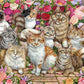 Jumbo 11246 Falcon De Luxe-Floral Cats 1000 Piece Jigsaw Puzzle