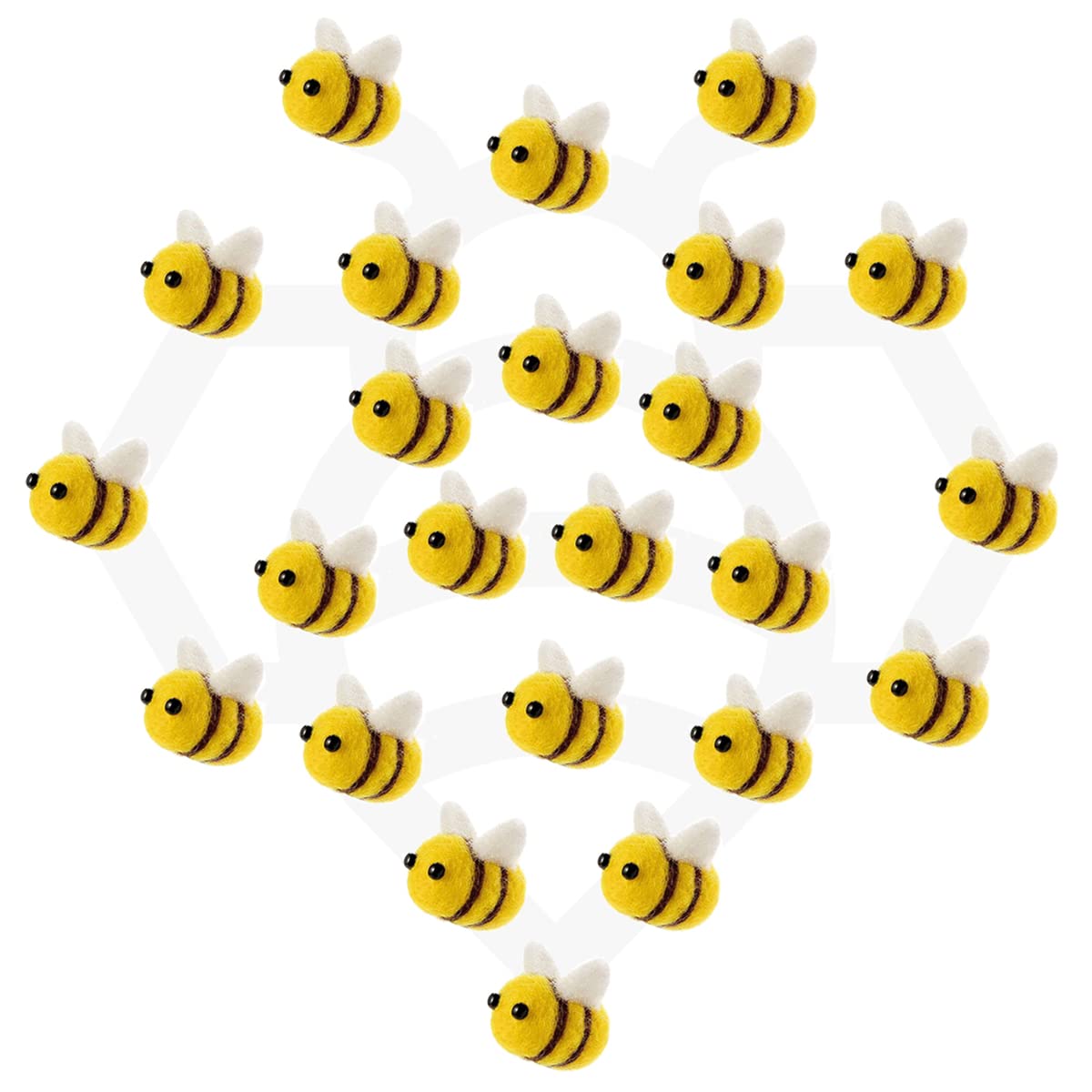 Cinpiuk 24 Set Felt Bees For Crafts, Wool Felt Bumble Bee Plush For Tiered Tray Decoration Party Favors Diy Craft Jewelry Access