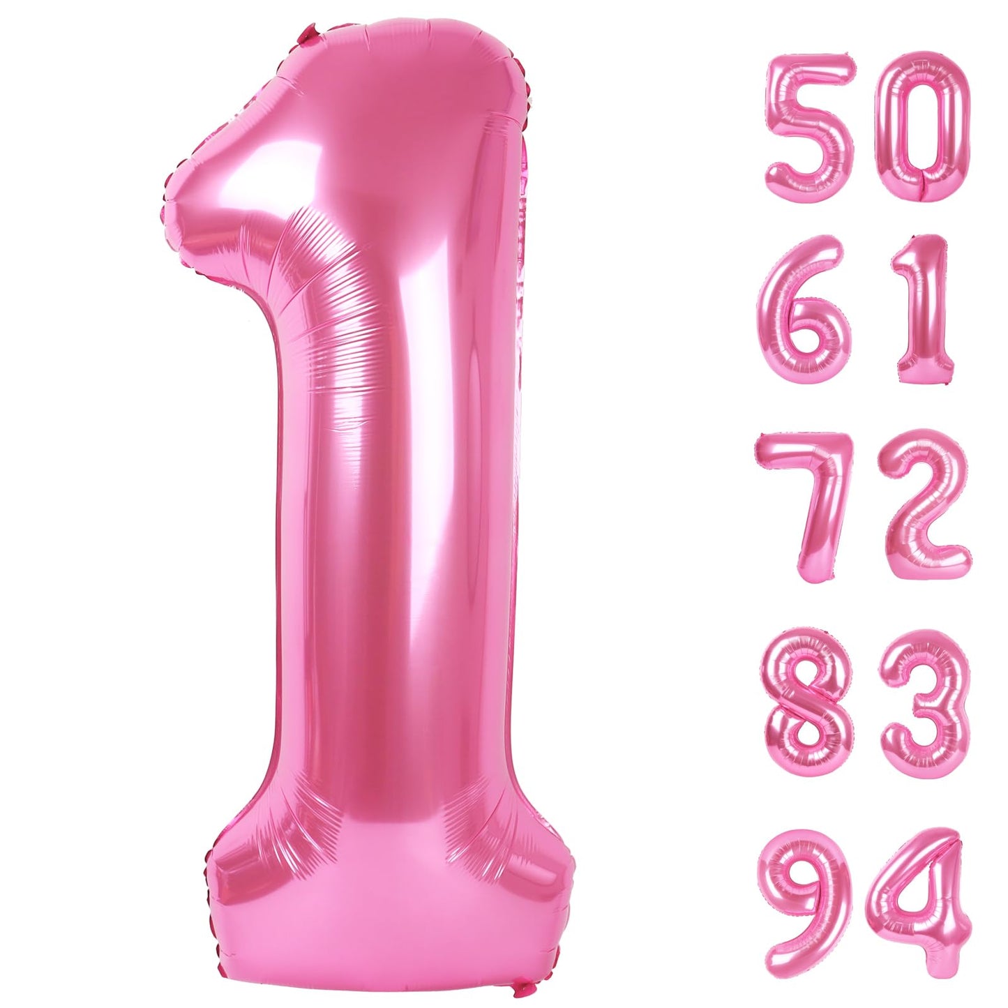 40 Inch Pink 1 Balloon For First Birthday, 1St Number Balloons Birthday Decorations For Girl Kids Toddler Baby, One Giant Number