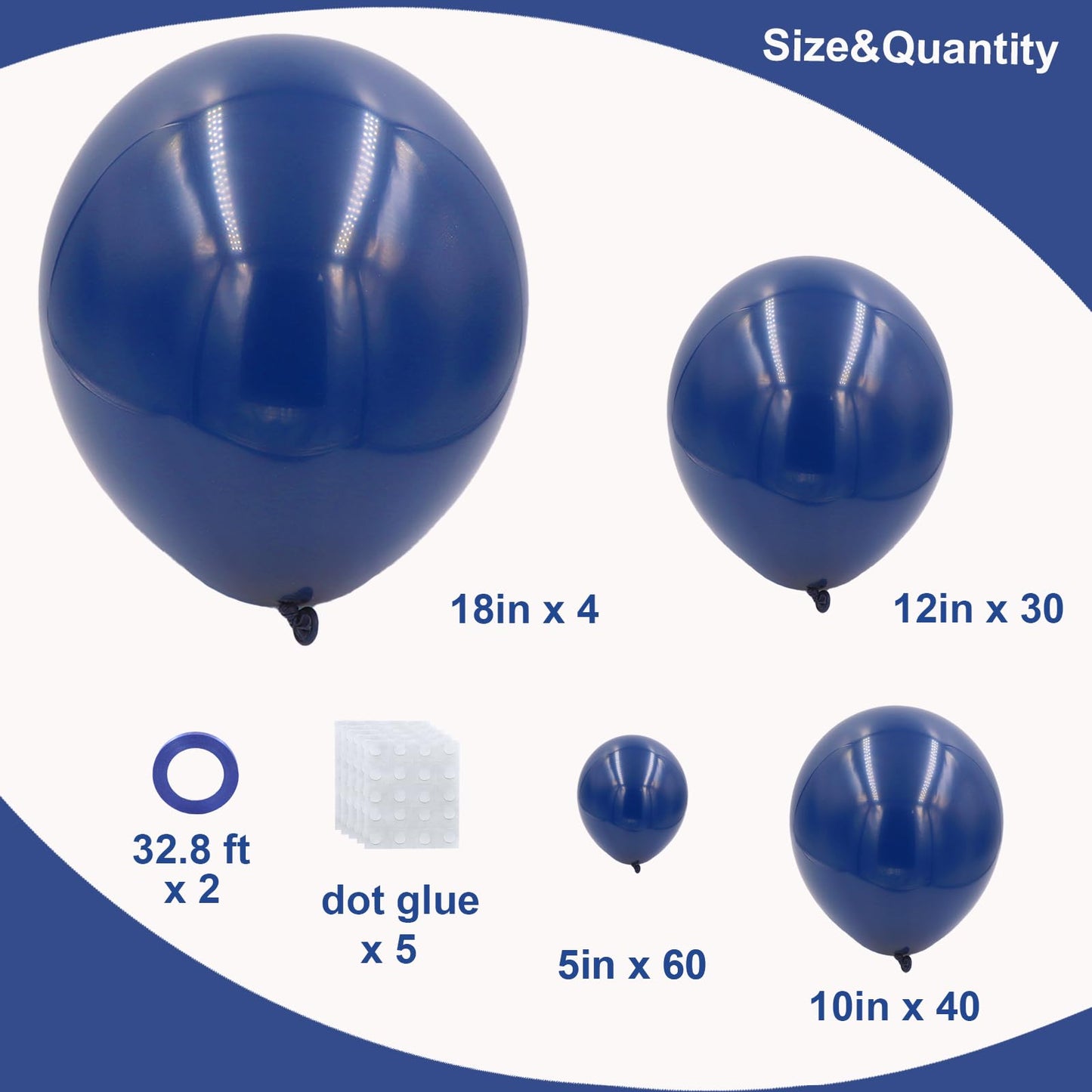 Navy Blue Balloons In Different Sizes 5 10 12 18Inch-134Pcs Navy Blue Balloons For Garland Arch