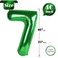 Green Number 7 Balloon 40 Inch, 7 Balloon Number, 7Th Birthday Decorations, Green Party Supplies For Boys Girls