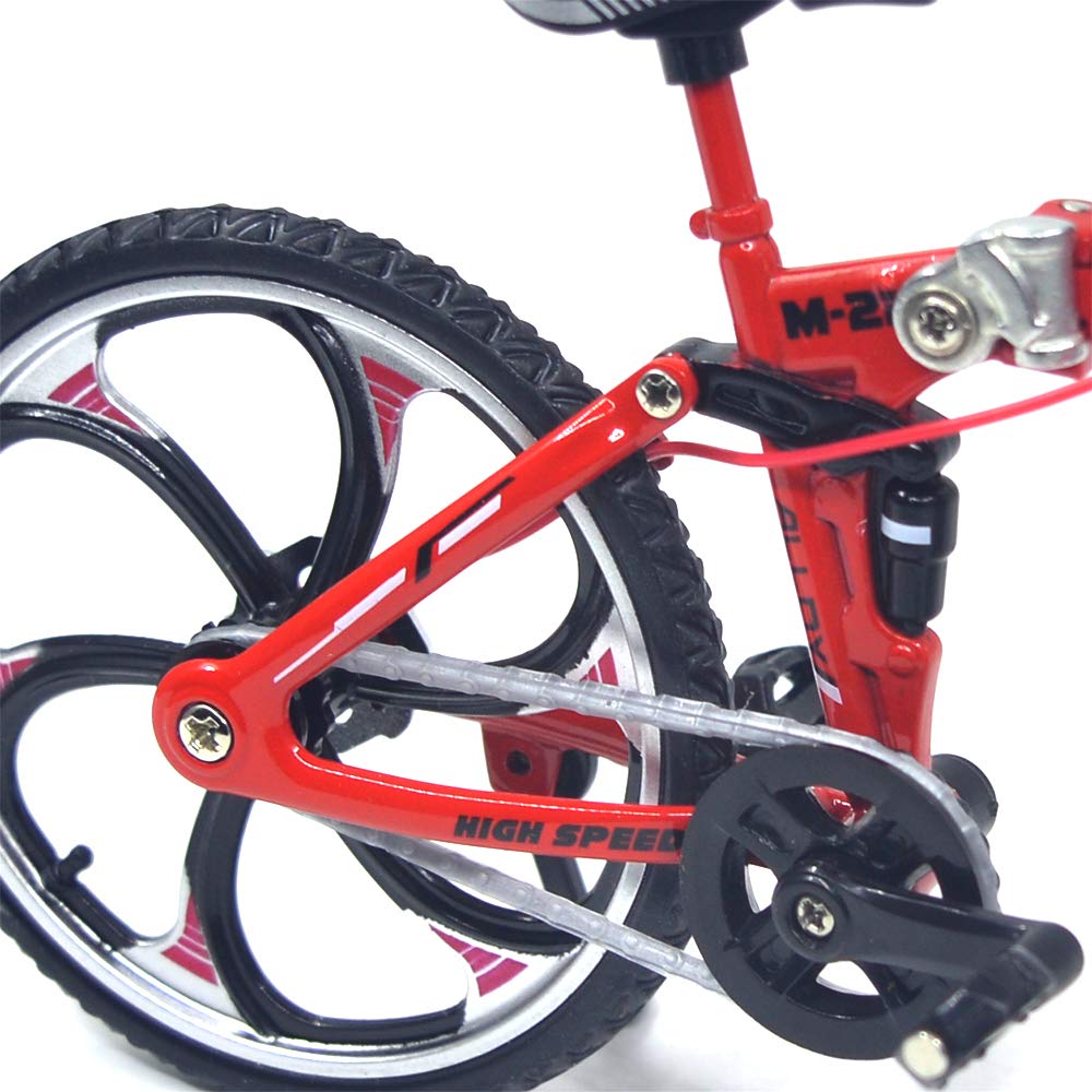 Ailejia Finger Racing Bicycle Mountain Bike Cake Topper Mini Dirt Bike Bicycle Model Cool Boy Toy (Red)