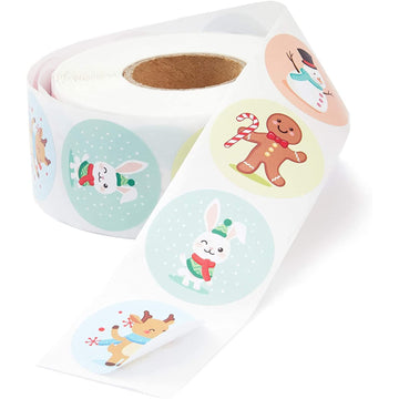 Blue Panda 1000 Count Stickers, Assorted Designs Sticker Roll, Christmas