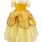 Axaxa Belle Princess Dresses For Girls Belle Costume For Girls Dress Up Clothes For Little Girls Cosplay Halloween Gown Party