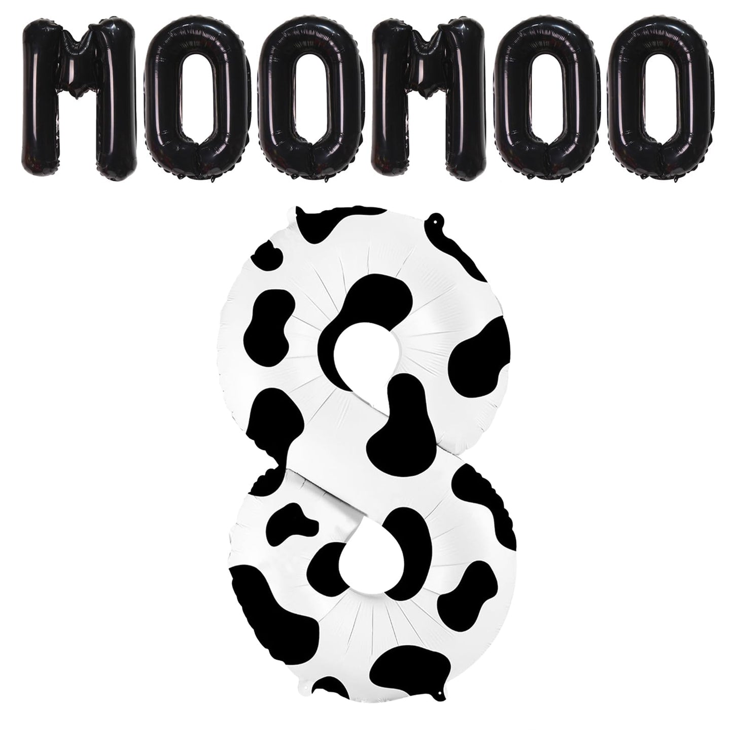 40 Inch Cow Print Balloon, Number 8 Balloons Cow Balloons For 8St Birthday Decoration, Large Cow Number Balloons For Western Par