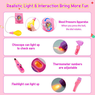 Meland Doctor Kit for Toddlers 3-5, Dentist Play Set with Teeth for Kids Pretend Play Girl Toys Birthday Gift for Toddler Girls