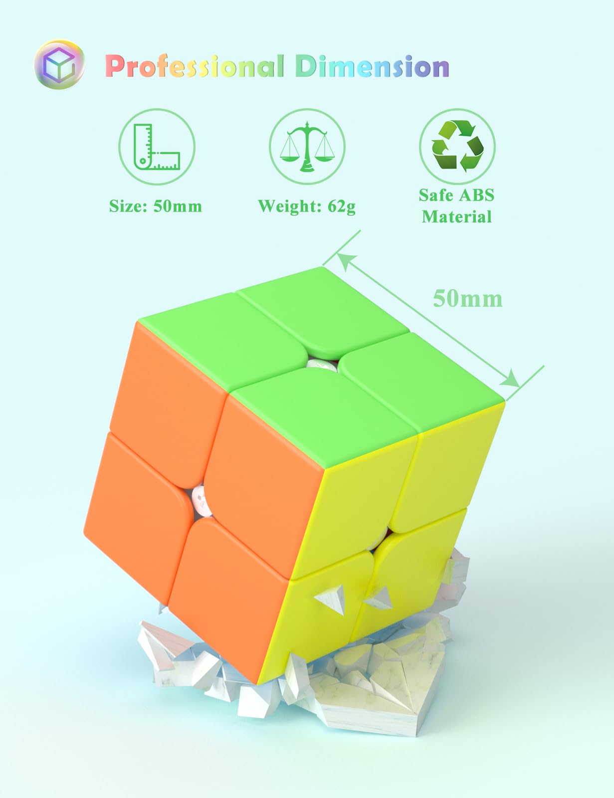 Roxenda 2X2X2 Speed Cube, 2 By 2 Magic Cube Smooth Puzzle Cube 50Mm (Stickerless)