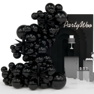 Partywoo Black Balloons, 110 Pcs 22 Inch Star Balloons And Black Balloons Different Sizes Pack Of 18 Inch 12 Inch 10 Inch 5 Inch For Balloon Garland Or Arch As Birthday Decorations, Party Decorations