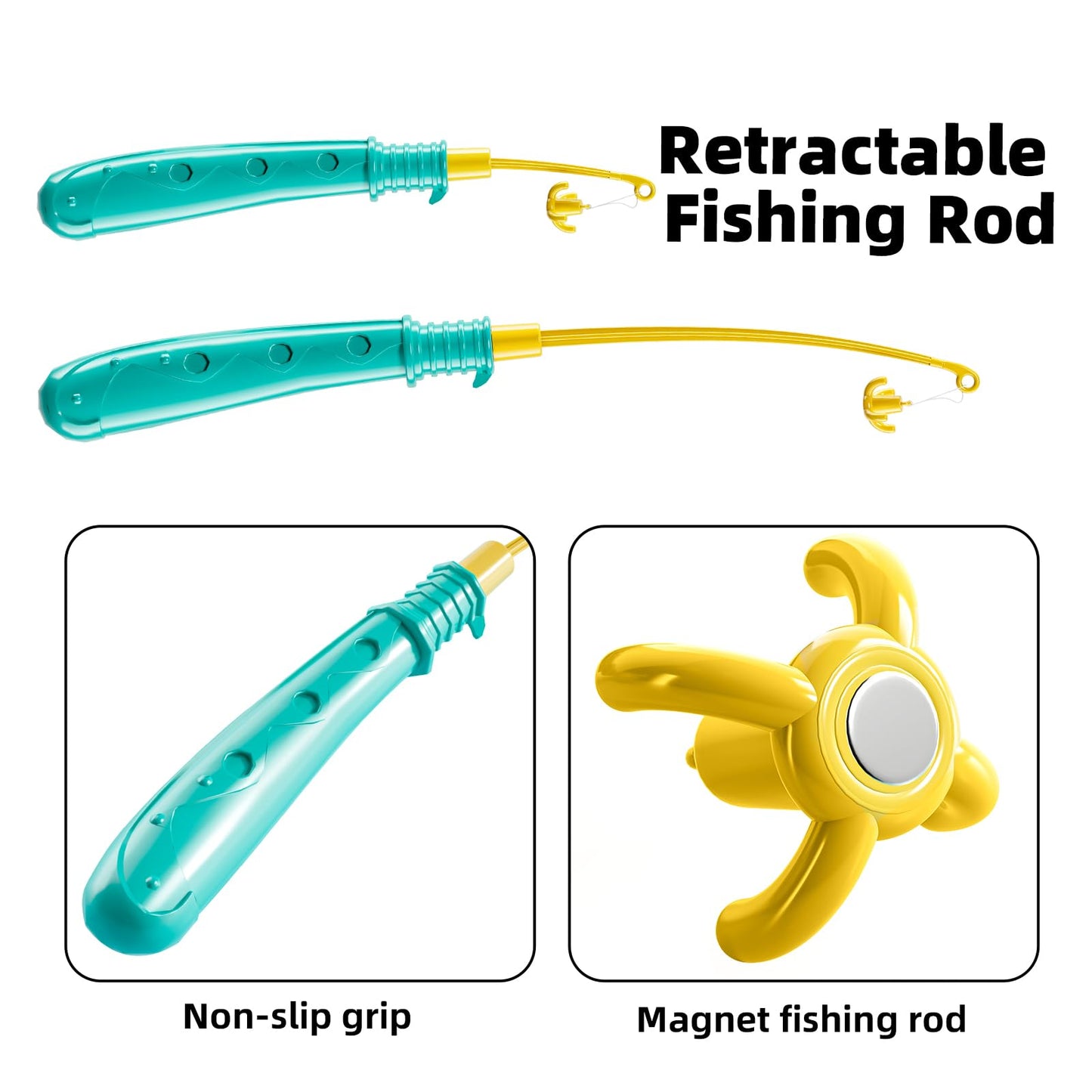 Temi Fishing Toy Game For Kids 3 4 5 6 7 8 Years Old, 51 Fish Bath Playset For Toddlers, Toy Magnetic Rod And Fishing Net, Outdo
