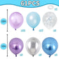 Blue Purple Silver Balloons, 60Pcs Frozen Balloons Metallic Purple Blue Silver Balloons With Pearl Blue Purple Snowflake Print P
