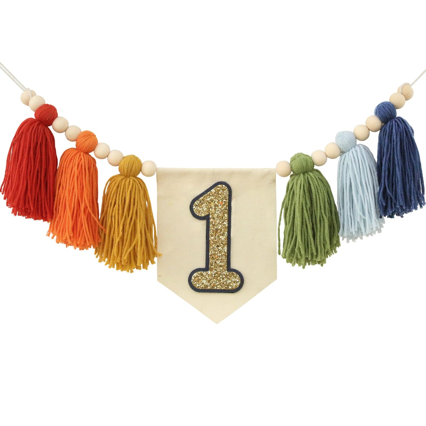 Ereniko Handmade Rainbow 1st Birthday High Chair Banner Party Decoration for Girl Baby Wall Hangings Decorative Happy One Birthd