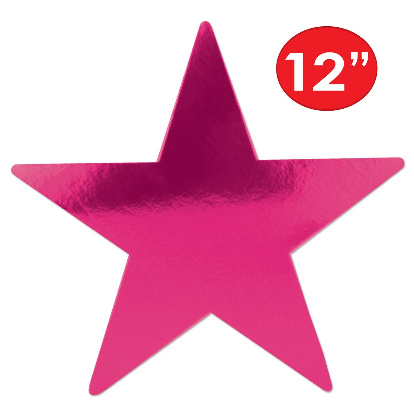 Beistle 24-Pack Cerise Foil Star Cutouts, 12” Paper Party Decorations for Events & Celebrations, Model 55839-C