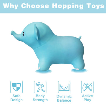Hotmax Bouncy Horse, Inflatable Bouncing Animals Hopper For Toddlers Or Kids, Ride On Rubber Jumping Toys For Boy Or Girl Birthday Gift (Blue Elephant)