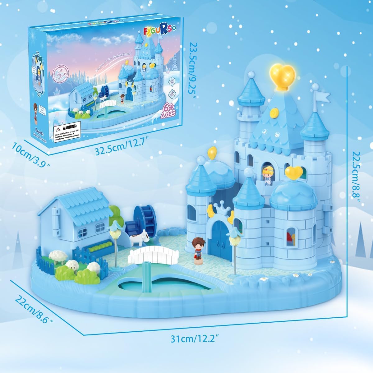 fygurso Dream Princess Play Set, 12.2*8.6*8.8 inches with 2 Magnetic Control Movable Toys, Magnetic Doll House Building Toys wit