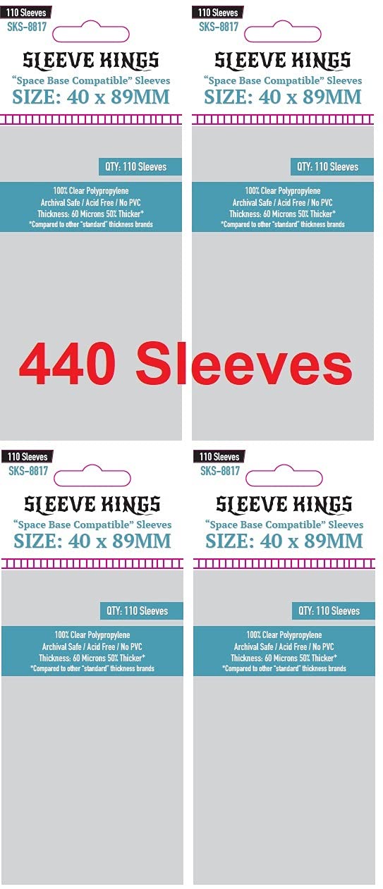 Sleeve Kings ''Space Base Compatible'' Sleeves 40 X 89 Mm (4X110 Pack, 440 Sleeves)