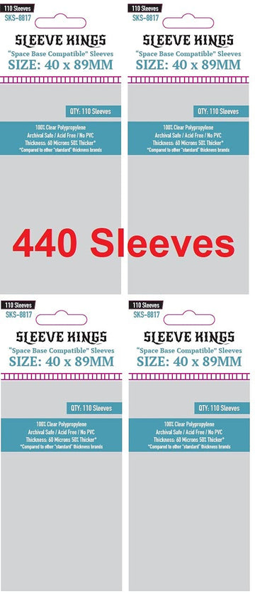 Sleeve Kings ''Space Base Compatible'' Sleeves 40 X 89 Mm (4X110 Pack, 440 Sleeves)