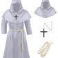 Knelor Kids Medieval Friar Monk Hooded Robe Renaissance Priest Hooded Robe Halloween Cosplay Costume Cloak